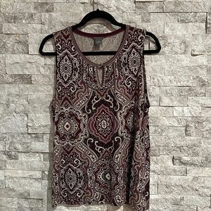 Ann Taylor tank, paisley, stretchy, soft, dressy, fitted, fall colors, loft